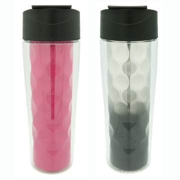 2 in 1 Doppelwand Tritan Trinkflasche Flip Cap